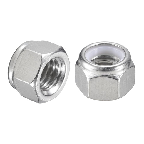 uxcell 50Pcs 7/16"-14 Nylon Insert Hex Lock Nuts, 316 Stainless Steel Self-Locking Stop Nut for Industrial