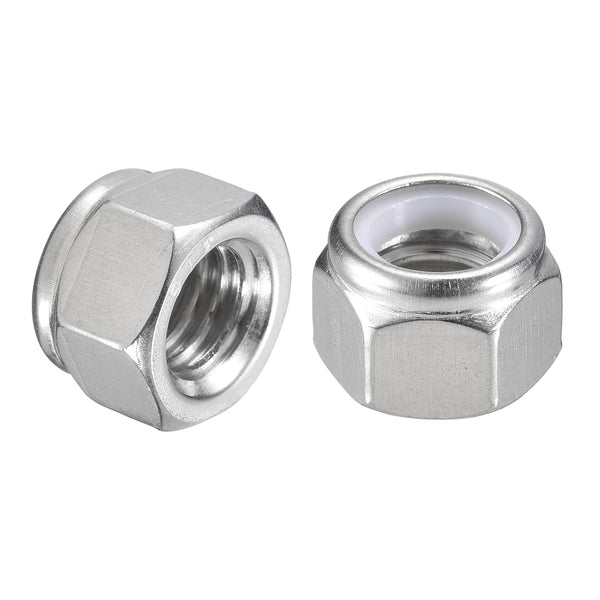 uxcell 50Pcs 7/16"-14 Nylon Insert Hex Lock Nuts, 316 Stainless Steel Self-Locking Stop Nut for Industrial