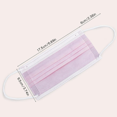 50Pcs 3 DR.MOXA Pink Disposable Medical Face Masks, Layers Safety Mask for Adults Teenagers Daily Use