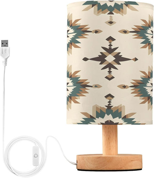 YETTASBIN Native Tribal Aztec Bedside Table Lamp, Small LED Desk Light USB Nightstand