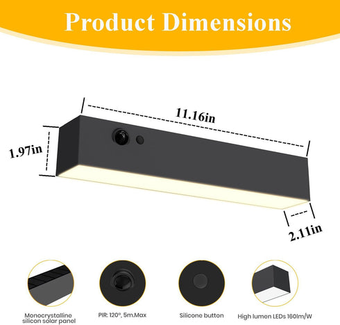 IP44 1000LM 4000K Solar Outdoor Lights, Solar Light with Motion Sensor for House Sign, Waterproof Modern-Luxury Style