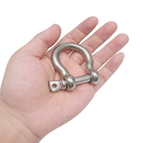 2 Pcs 3/8 Inch 304 Stainless Steel D Ring Shackles, 10 mm Screw Pin Anchor Shackle for Traction Steel Wire