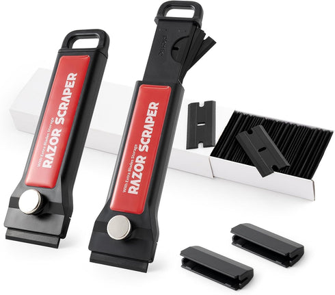 Gomake Plastic Razor Blade Scraper Tool with Blade Container 2PCS Razor Scraper