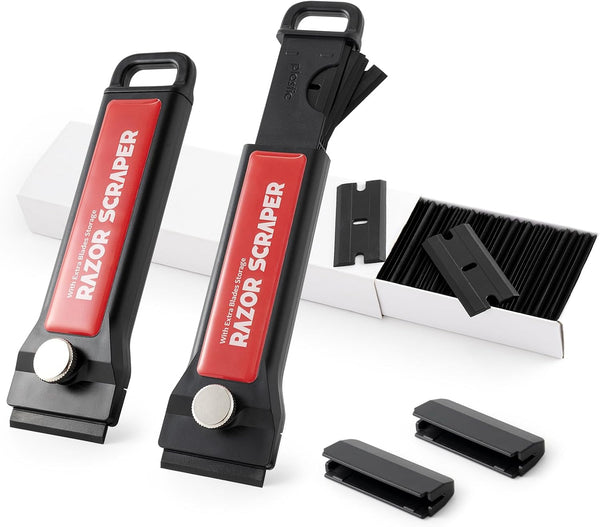 Gomake Plastic Razor Blade Scraper Tool with Blade Container 2PCS Razor Scraper