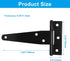 Rierdge 12 4 Inch Pcs T Strap Hinges, Black Heavy Duty Tee Hinge with Screws, Carbon Steel Strap Hinge for Barn Door