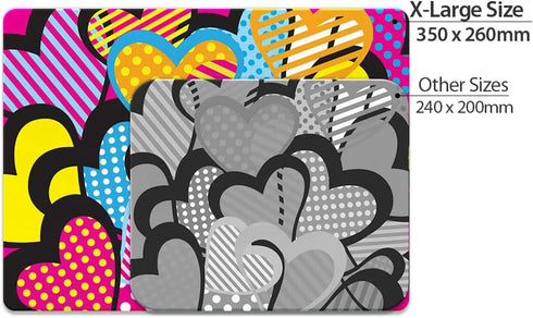WIRESTER Extra Large Non-Slip Rectangle Mousepad, Hippy Hearts Pattern for Home, Office, and Gaming Desk