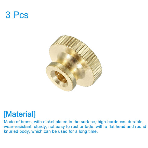uxcell Knurled Thumb Nuts, 3Pcs M6 x D20mm x H12mm Brass High Head Round Knobs Fasteners for 3D Printer Parts