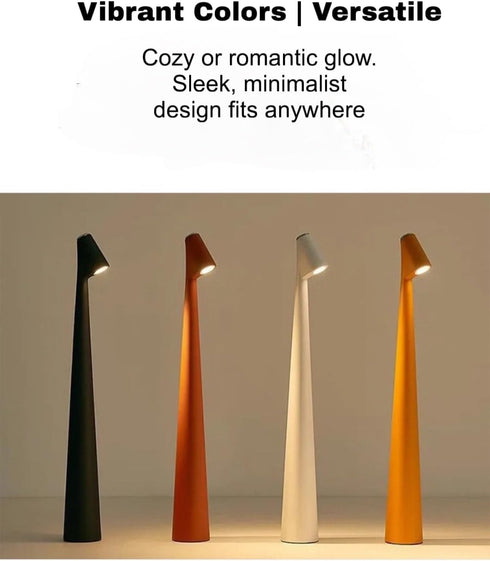 3 LED Desk Lamp with Touch Control, Color Modes, USB-C Rechargeable, Modern Table Light (White, Large)