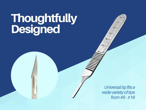 3 Pack Scalpel Handle B.P #3 Stainless Steel with Ruler for Precise Cutting, Compatible with Blades #6 to #16