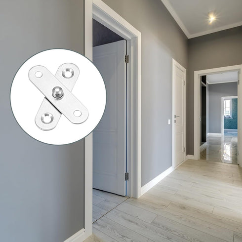 360 Degree Rotating Pivot Hinge (57 x 16mm) 8 Sets, Stainless Steel Door Hinges for Home