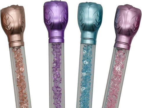 Maydahui 24PCS Rose Ballpoint Pen, Retractable Flower Pens with Crystal Quicksand Gem for School Home Party