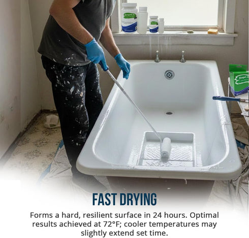 Tub Cast Roll On Bathtub Refinishing Kit by Ekopel Primer + Top Coat Included DIY Tub & Tile Reglazing Kit Bright White
