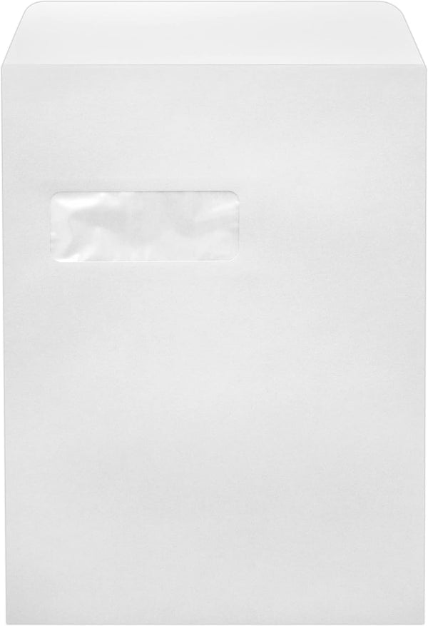 LUXPaper 9 x 12 Open End Window Envelopes, Peel & Press, White, 28lb. Text, 50 Qty