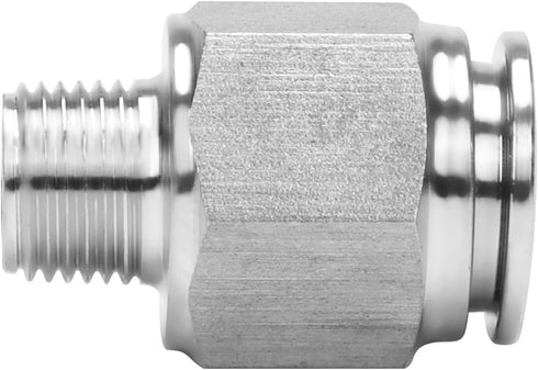 Push to Connect Fitting - 304 Stainless Steel Male Straight 3/8" Tube OD x 1/8" NPT Thread Pneumatic Fitting (Pack of 5)