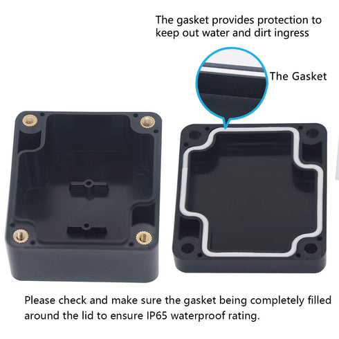 Zulkit Junction Box - IP65 Waterproof Outdoor Project Box, ABS Plastic Electrical Enclosure, Black 2.48 x 2.28 inch