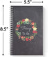 Hardcover Floral Wreath Things to Do Spiral Notebook/Journal, 5.5" x 8.5", 120 Checklist Pages, Soft Touch Matte Cover