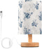 Yuiboo Nightstand Lamps Teal Flowers Farmhouse Blue Small Bedroom Lamps Burlap Table Lamps