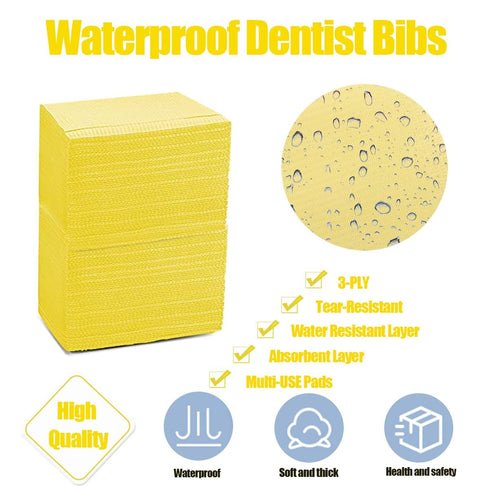 60 13"x18", 3 Pcs Dental Bibs Disposable for Patient, Ply Waterproof Piercing Tattoo Paper Napkin Tissue Bib for Dental