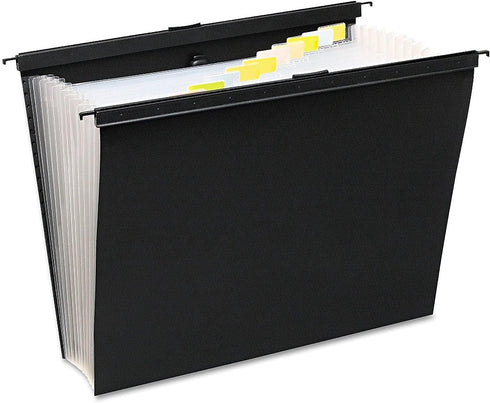 Wilson Jones 68205 Slide-Bar Expanding Pocket File, 13 Pockets, Poly, Letter Size, Black