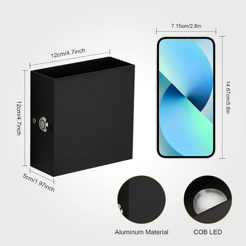 Set 2, Dimmable LG9939111 Lightess LED Wall Sconce Battery Powered of Touch Control Wall Lamp Rechargeable Black, Up