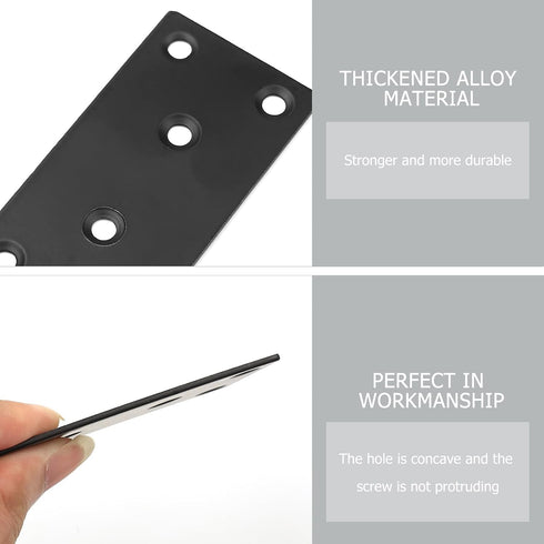 RUGLAMZHIP 8 40 Flat Mending Plates, Pcs Black Metal Flat Straight Mending Plates, Joining Fixing Brackets, Flat Fixing