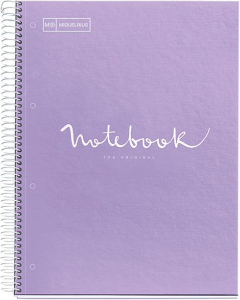 Miquel Rius M Emotions 1 Subject Notebook, Lined 11" x 8.5" 80 Sheets Heavy Weight Paper, 3 Hole Punched, Micro-Perforated, Lavender Board Cover by Miquelrius