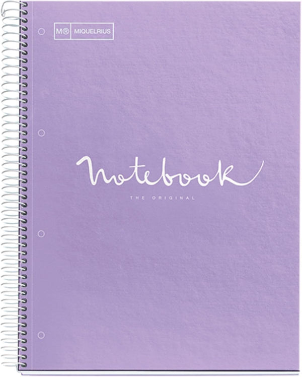 Miquel Rius M Emotions 1 Subject Notebook, Lined 11" x 8.5" 80 Sheets Heavy Weight Paper, 3 Hole Punched, Micro-Perforated, Lavender Board Cover by Miquelrius