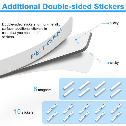 8 Pack 60x10x3 mm, Magnets, Caturledas Heavy Duty Strong Rare Earth Neodymium Magnets with Double Sided Adhesive