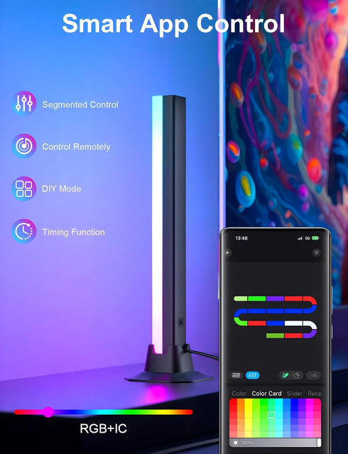 RGB Light Bar, LED Light Bar, APP Control USB Powered, Color Changing TV Backlight Music Sync Ambient Lighting for Room