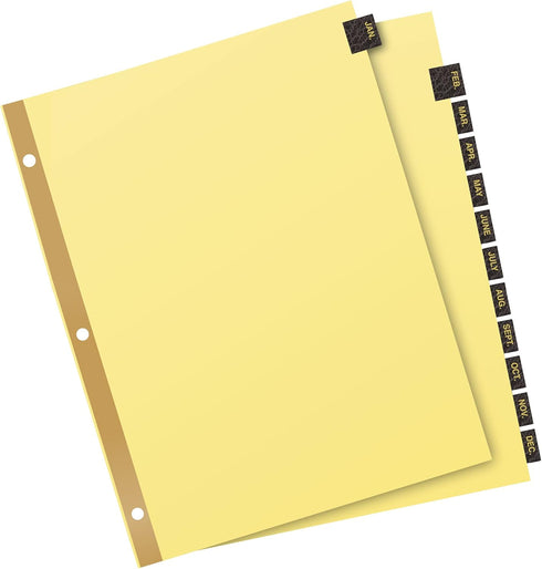 Avery Jan-Dec Dividers, 12-Tab Set, Pre-Printed Black Leather Tabs for 3 Ring Binders (11351)