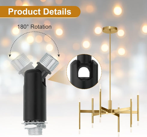 4pcs 180 M10 MECCANIXITY Sloped Ceiling Adapter, Degree Swivel Fine Thread Sloped Ceiling Light Fixture Adapter