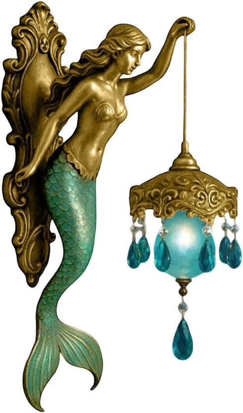 Generic 8Inch (1) Mermaid Wall Lamp, Vintage Wall Sconce, Ocean-Themed Bronze Fixture, Vintage Style Bedroom Hotel