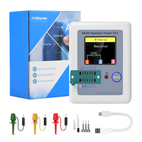 Transistor Meter, Aideepen LCR-TC1 Multi-Function Tester with 1.8" Full Color Display for Diode, Triode, Capacitor,