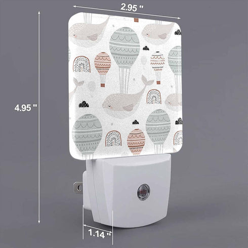 Chrobak LED Night Light,Sleeping Whales Hot Air Balloons LED Night Light Plug into Wall with Dusk to Dawn Light Sensor