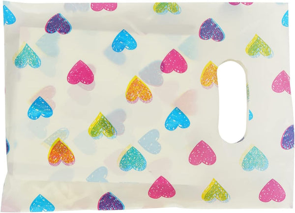 ysmile Small Plastic Shopping Bag with Handle for Small Business Retail, 100 ct 5.9"x7.8" - Love Heart