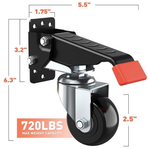 SPACEKEEPER Workbench Casters Kit, 720 Lbs Heavy Duty Retractable Caster Wheels for Workbenches and Machinery, 4 Pack
