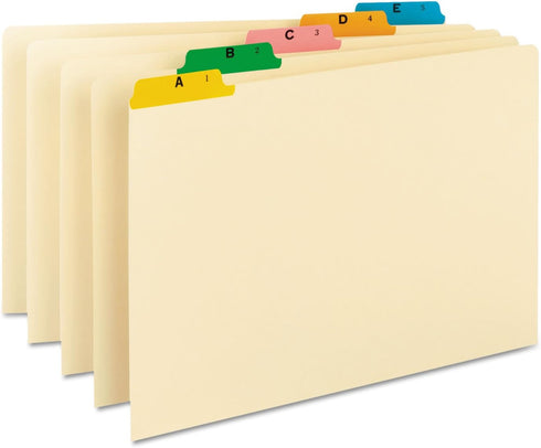 Smead 52180 Recycled Top Tab File Guides, Alpha, 1/5 Tab, Manila/Color, Legal, Set of 25