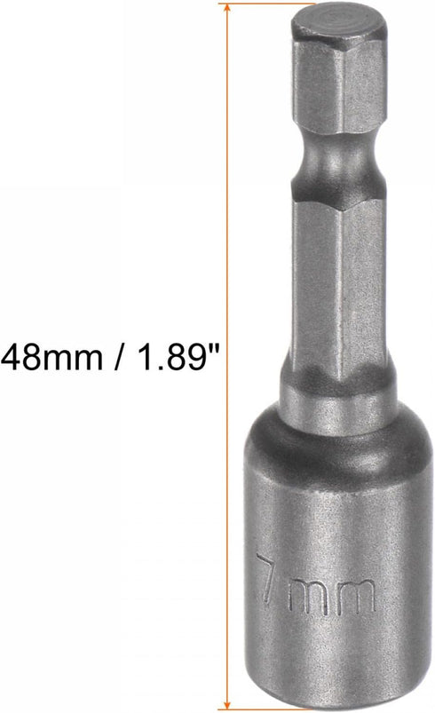 uxcell Quick-Change Nut Driver Bit, 1/4" Hex Shank 7mm Magnetic Nut Setter Drill Bits, 1.89" Length, Metric by uxcell