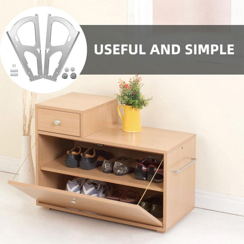 2 OSALADI Pairs Metal Shoe Cabinet Hinges Bracket for Shoe Rack Replacement Single-Layer Flip Frame for Home Storage