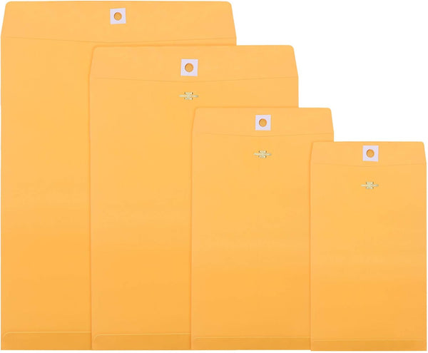 Frienda 4 Sizes Clasp Envelopes, Kraft Paper Catalog Clasp Envelope with Closure for Filing, 50 Pieces (Yellow)