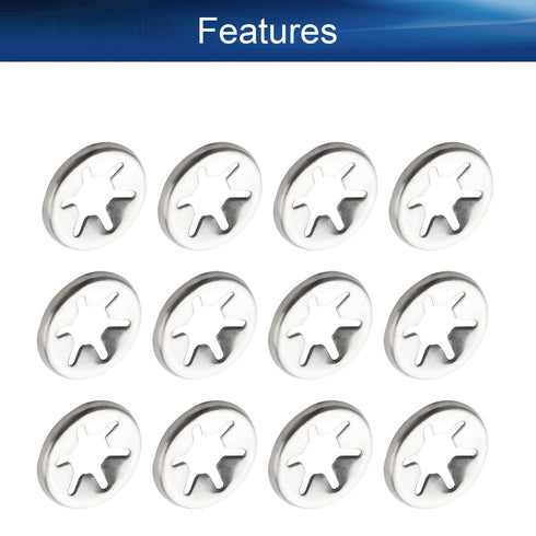 Bettomshin 100Pcs M6 x 15mm Internal Tooth Starlock Washers, 304 Stainless Steel Push On Speed Clips