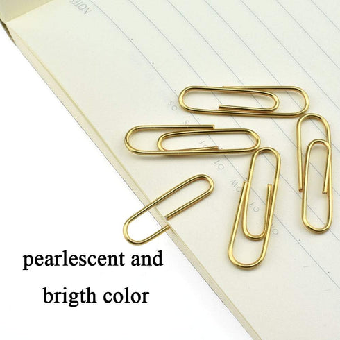 HAHIYO Paper Clips 1.3" (33mm) Length Gold Paperclips Vinyl Coated, Sturdy for Bookmark Organize Home Office School 120