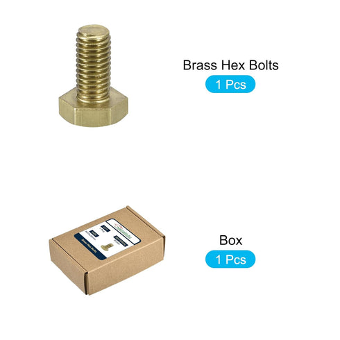 Hex Head Screw Bolt 1Pcs (M10-1.5x20mm), Brass Fully Threaded Solid Hex Bolts for Machinery Repair