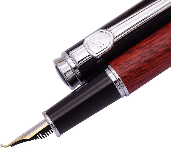 Jinhao Nature Rose Wood Fountain Pen with Bent Nib (Fine to Broad Size) for Calligraphy and Art