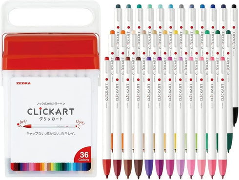 Zebra WYSS22-36C-N Clickart Water-Based Markers, 36 Colors with Case Included