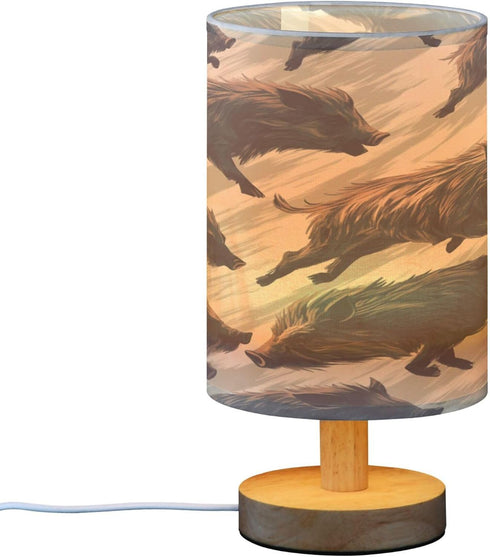 Glaphy Animal Pig Wild Boar LED Table Lamp Nightstand Lamp with USB Port Bedside Desk Lamps for Living Room Bedroom
