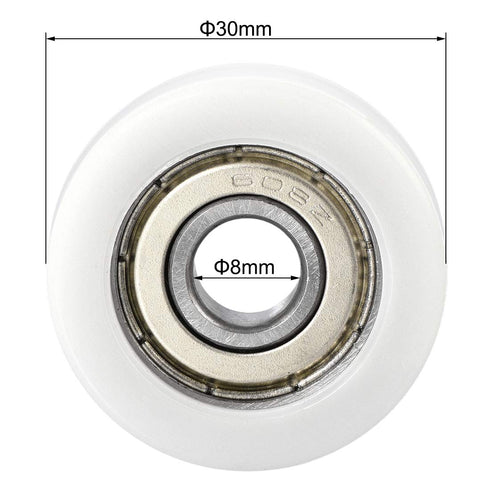 uxcell 608ZZ Ball Bearing Guide Pulley Roller Round Wheel, 8x30x10mm, Double Metal Shielded, 4pcs