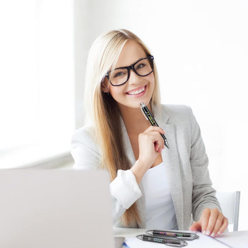 Gueevin 10 Pcs Inspirational Ballpoint Pens, Motivational Quote Pens with Stylus Tip, Colorful Metal Writing Pen Set