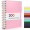 Forvencer A5 Lined Spiral Journal Notebook, 300 Numbered Pages, 100GSM Paper, Pink Hardcover for Work School