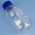 Round Media Storage Bottles with GL45 Blue Screw Cap, Borosilicate Glass Clear Wide Mouth Graduated Round Bottle